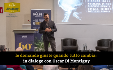 Oscar di montigny tiene il suo intervento all'evento dei 60 anni di baldi.