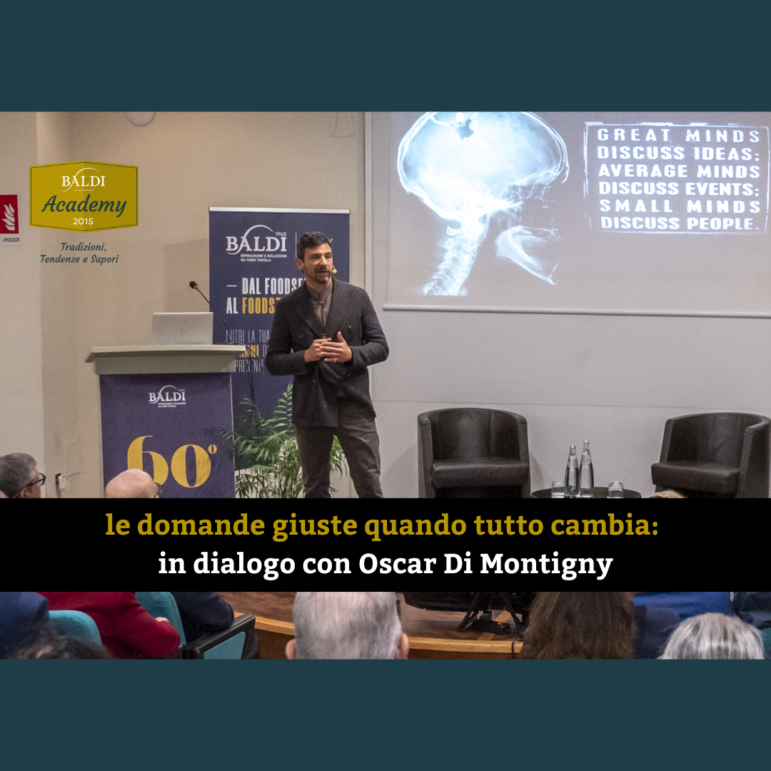 Oscar di montigny tiene il suo intervento all'evento dei 60 anni di baldi.